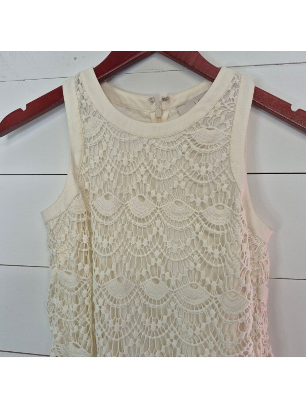 Ann Taylor Loft Women's Ivory Lace Sleeveless Dress Size 00P Back Zipper - Picture 2 of 8